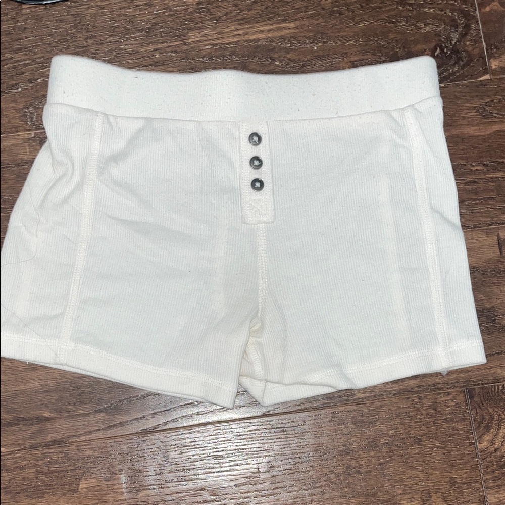 Women's White Button-Front Sleep Shorts